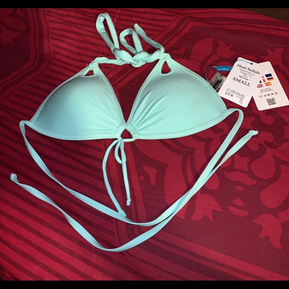 Heat solids padded push up triangle top